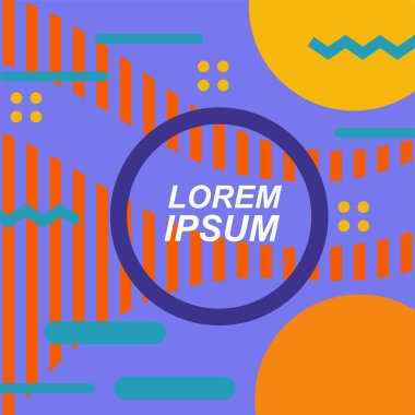 Dekoratif elementlere sahip soyut arkaplan Vibrant Memphis Tarzı Vektörü. Funky Grafik Aksanlı Soyut Arkaplan Geometrik Memphis Sanatı. Kopyalama alanı olan soyut arkaplan.