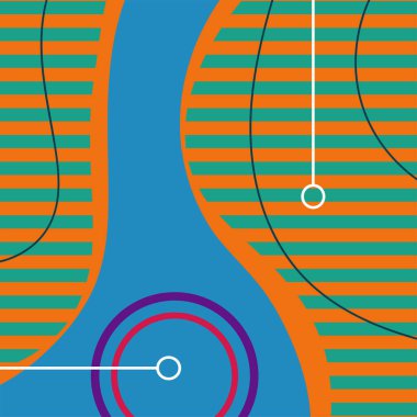 Dekoratif elementlere sahip soyut arkaplan Vibrant Memphis Tarzı Vektörü. Funky Grafik Aksanlı Soyut Arkaplan Geometrik Memphis Sanatı. Kopyalama alanı olan soyut arkaplan.