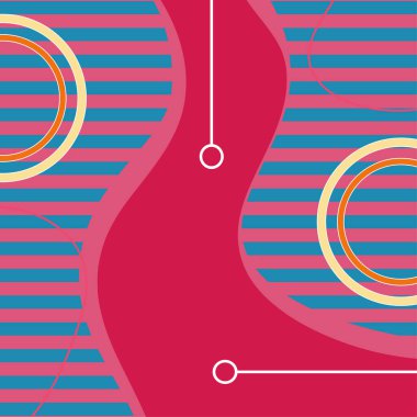 Dekoratif elementlere sahip soyut arkaplan Vibrant Memphis Tarzı Vektörü. Funky Grafik Aksanlı Soyut Arkaplan Geometrik Memphis Sanatı. Kopyalama alanı olan soyut arkaplan.