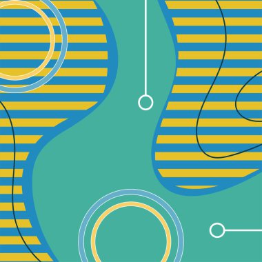 Dekoratif elementlere sahip soyut arkaplan Vibrant Memphis Tarzı Vektörü. Funky Grafik Aksanlı Soyut Arkaplan Geometrik Memphis Sanatı. Kopyalama alanı olan soyut arkaplan.