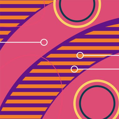 Dekoratif elementlere sahip soyut arkaplan Vibrant Memphis Tarzı Vektörü. Funky Grafik Aksanlı Soyut Arkaplan Geometrik Memphis Sanatı. Kopyalama alanı olan soyut arkaplan.