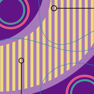 Dekoratif elementlere sahip soyut arkaplan Vibrant Memphis Tarzı Vektörü. Funky Grafik Aksanlı Soyut Arkaplan Geometrik Memphis Sanatı. Kopyalama alanı olan soyut arkaplan.