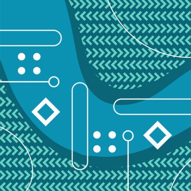 Dekoratif elementlere sahip soyut arkaplan Vibrant Memphis Tarzı Vektörü. Funky Grafik Aksanlı Soyut Arkaplan Geometrik Memphis Sanatı. Kopyalama alanı olan soyut arkaplan.