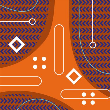 Dekoratif elementlere sahip soyut arkaplan Vibrant Memphis Tarzı Vektörü. Funky Grafik Aksanlı Soyut Arkaplan Geometrik Memphis Sanatı. Kopyalama alanı olan soyut arkaplan.