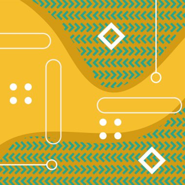 Dekoratif elementlere sahip soyut arkaplan Vibrant Memphis Tarzı Vektörü. Funky Grafik Aksanlı Soyut Arkaplan Geometrik Memphis Sanatı. Kopyalama alanı olan soyut arkaplan.