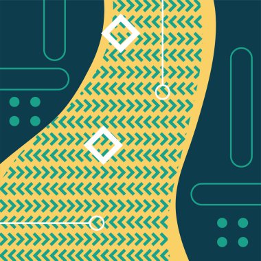 Dekoratif elementlere sahip soyut arkaplan Vibrant Memphis Tarzı Vektörü. Funky Grafik Aksanlı Soyut Arkaplan Geometrik Memphis Sanatı. Kopyalama alanı olan soyut arkaplan.