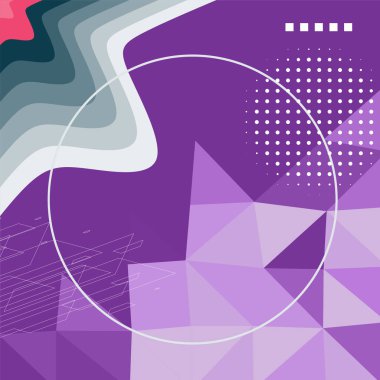 Dekoratif elementlere sahip soyut arkaplan Vibrant Memphis Tarzı Vektörü. Funky Grafik Aksanlı Soyut Arkaplan Geometrik Memphis Sanatı. Kopyalama alanı olan soyut arkaplan.