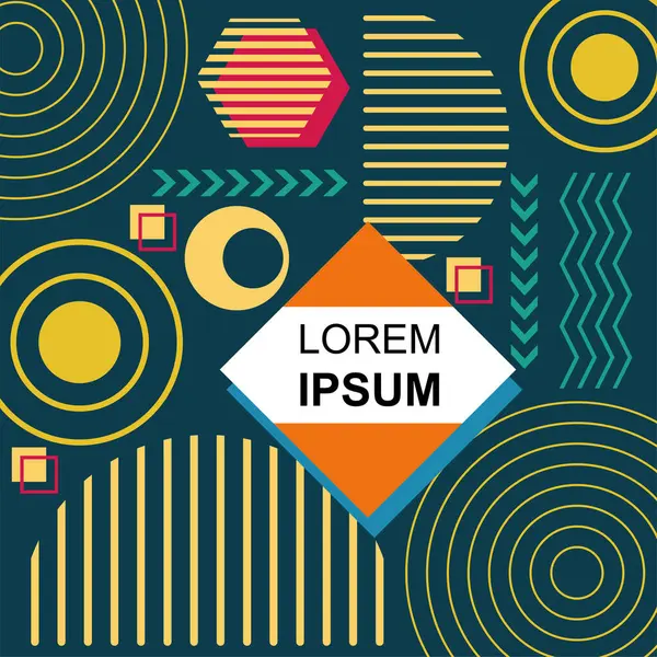 Dekoratif elementlere sahip soyut arkaplan Vibrant Memphis Tarzı Vektörü. Funky Grafik Aksanlı Soyut Arkaplan Geometrik Memphis Sanatı. Kopyalama alanı olan soyut arkaplan.