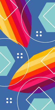 Yaratıcı Soyut Arkaplan Çizgileri, Eğriler ve Parçalı Geometrik Sanat. Tarz Vektör Arkaplanı: Çizgiler, Eğriler ve Dekoratif Şekiller. Poster veya sosyal medya için soyut arkaplan.