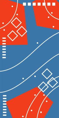 Geometrik Mozaik Sanat Akışkan Eğrileri, Kalın Çizgili ve Dekoratif Şekiller. Poster veya sosyal medya için soyut bir arkaplan. Grafik Mozaik Sanatı: Çizgiler, Eğriler ve Biçimlendirilmiş Geometrik Süsler