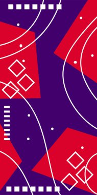 Geometrik Mozaik Sanat Akışkan Eğrileri, Kalın Çizgili ve Dekoratif Şekiller. Poster veya sosyal medya için soyut bir arkaplan. Grafik Mozaik Sanatı: Çizgiler, Eğriler ve Biçimlendirilmiş Geometrik Süsler