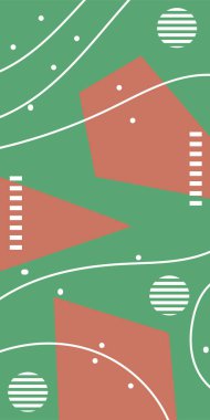 Geometrik Şekiller ve Dalgalı Çizgiler ile Çağdaş Sanat. Poster veya sosyal medya için soyut bir arkaplan. Soyut Geometrik Arkaplan Çizgileri, Eğriler, Mozaik Şekiller Vektör Sanatı