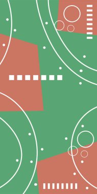 Geometrik Şekiller ve Dalgalı Çizgiler ile Çağdaş Sanat. Poster veya sosyal medya için soyut bir arkaplan. Soyut Geometrik Arkaplan Çizgileri, Eğriler, Mozaik Şekiller Vektör Sanatı