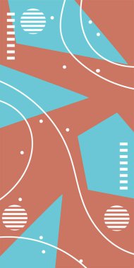 Geometrik Şekiller ve Dalgalı Çizgiler ile Çağdaş Sanat. Poster veya sosyal medya için soyut bir arkaplan. Soyut Geometrik Arkaplan Çizgileri, Eğriler, Mozaik Şekiller Vektör Sanatı