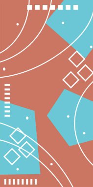 Geometrik Şekiller ve Dalgalı Çizgiler ile Çağdaş Sanat. Poster veya sosyal medya için soyut bir arkaplan. Soyut Geometrik Arkaplan Çizgileri, Eğriler, Mozaik Şekiller Vektör Sanatı