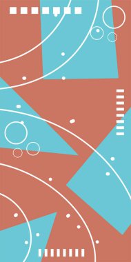 Geometrik Şekiller ve Dalgalı Çizgiler ile Çağdaş Sanat. Poster veya sosyal medya için soyut bir arkaplan. Soyut Geometrik Arkaplan Çizgileri, Eğriler, Mozaik Şekiller Vektör Sanatı