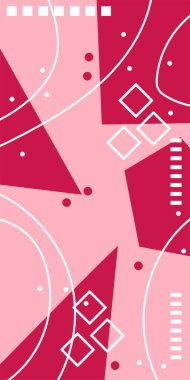 Geometrik Şekiller ve Dalgalı Çizgiler ile Çağdaş Sanat. Poster veya sosyal medya için soyut bir arkaplan. Soyut Geometrik Arkaplan Çizgileri, Eğriler, Mozaik Şekiller Vektör Sanatı