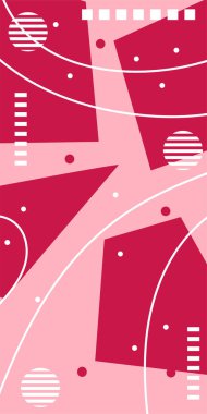 Geometrik Şekiller ve Dalgalı Çizgiler ile Çağdaş Sanat. Poster veya sosyal medya için soyut bir arkaplan. Soyut Geometrik Arkaplan Çizgileri, Eğriler, Mozaik Şekiller Vektör Sanatı