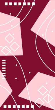 Geometrik Şekiller ve Dalgalı Çizgiler ile Çağdaş Sanat. Poster veya sosyal medya için soyut bir arkaplan. Soyut Geometrik Arkaplan Çizgileri, Eğriler, Mozaik Şekiller Vektör Sanatı