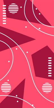 Geometrik Şekiller ve Dalgalı Çizgiler ile Çağdaş Sanat. Poster veya sosyal medya için soyut bir arkaplan. Soyut Geometrik Arkaplan Çizgileri, Eğriler, Mozaik Şekiller Vektör Sanatı