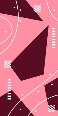 Geometrik Şekiller ve Dalgalı Çizgiler ile Çağdaş Sanat. Poster veya sosyal medya için soyut bir arkaplan. Soyut Geometrik Arkaplan Çizgileri, Eğriler, Mozaik Şekiller Vektör Sanatı