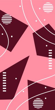 Geometrik Şekiller ve Dalgalı Çizgiler ile Çağdaş Sanat. Poster veya sosyal medya için soyut bir arkaplan. Soyut Geometrik Arkaplan Çizgileri, Eğriler, Mozaik Şekiller Vektör Sanatı