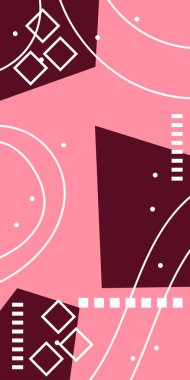 Geometrik Şekiller ve Dalgalı Çizgiler ile Çağdaş Sanat. Poster veya sosyal medya için soyut bir arkaplan. Soyut Geometrik Arkaplan Çizgileri, Eğriler, Mozaik Şekiller Vektör Sanatı