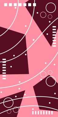 Geometrik Şekiller ve Dalgalı Çizgiler ile Çağdaş Sanat. Poster veya sosyal medya için soyut bir arkaplan. Soyut Geometrik Arkaplan Çizgileri, Eğriler, Mozaik Şekiller Vektör Sanatı
