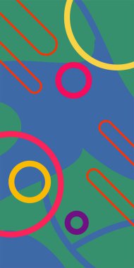 Geometrik Şekiller ve Dalgalı Çizgiler ile Çağdaş Sanat. Poster veya sosyal medya için soyut bir arkaplan. Soyut Geometrik Arkaplan Çizgileri, Eğriler, Mozaik Şekiller Vektör Sanatı