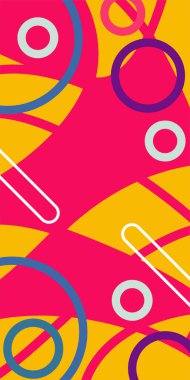 Geometrik Şekiller ve Dalgalı Çizgiler ile Çağdaş Sanat. Poster veya sosyal medya için soyut bir arkaplan. Soyut Geometrik Arkaplan Çizgileri, Eğriler, Mozaik Şekiller Vektör Sanatı