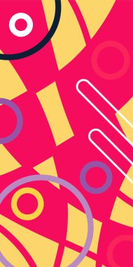 Çağdaş Çizgili Mozaik Tasarım ve Organik Geometrik Şekiller. Dinamik Soyut Kompozisyon Çizgileri, Girdap ve Geometrik Elementler. Poster veya sosyal medya için soyut arkaplan.