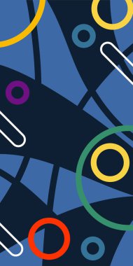 Çağdaş Çizgili Mozaik Tasarım ve Organik Geometrik Şekiller. Dinamik Soyut Kompozisyon Çizgileri, Girdap ve Geometrik Elementler. Poster veya sosyal medya için soyut arkaplan.