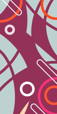 Dinamik Soyut Kompozisyon Çizgileri, Girdap ve Geometrik Elementler. Oyuncu Soyut Arkaplan Çizgileri, Eğriler ve Mozaik benzeri elementler: Çizgiler, Eğriler ve Biçimlendirilmiş Geometrik Süsler. 