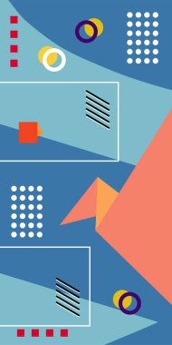 Çağdaş Çizgili Mozaik Tasarım ve Organik Geometrik Şekiller. Oyuncu Soyut Arkaplan Çizgileri, Eğriler ve Mozaik benzeri elementler: Çizgiler, Eğriler ve Biçimlendirilmiş Geometrik Süsler. 