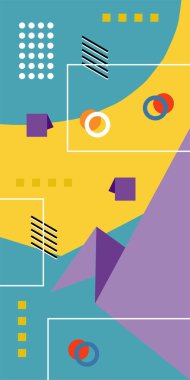 Çağdaş Çizgili Mozaik Tasarım ve Organik Geometrik Şekiller. Oyuncu Soyut Arkaplan Çizgileri, Eğriler ve Mozaik benzeri elementler: Çizgiler, Eğriler ve Biçimlendirilmiş Geometrik Süsler. 