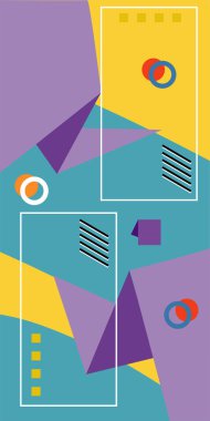 Çağdaş Çizgili Mozaik Tasarım ve Organik Geometrik Şekiller. Oyuncu Soyut Arkaplan Çizgileri, Eğriler ve Mozaik benzeri elementler: Çizgiler, Eğriler ve Biçimlendirilmiş Geometrik Süsler. 