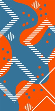 Soyut Vektör Deseninde Kalın Çizgiler ve Sıvı Eğriler. Grafik Mozaik Sanat: Çizgiler, Eğriler ve Şekillendirilmiş Geometrik Süsler. Vektör Soyut Arkaplan Çizgileri, Eğriler ve Dekoratif Mozaik Şekiller. 