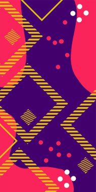 Soyut Vektör Deseninde Kalın Çizgiler ve Sıvı Eğriler. Grafik Mozaik Sanat: Çizgiler, Eğriler ve Şekillendirilmiş Geometrik Süsler. Vektör Soyut Arkaplan Çizgileri, Eğriler ve Dekoratif Mozaik Şekiller. 