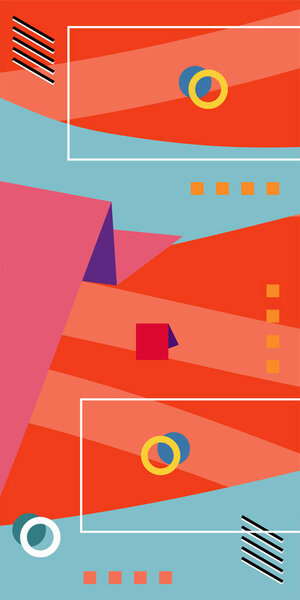 Динамические абстрактные композиции, полоски и геометрические слои. Игровая абстракция Полосы, кривые и элементы, похожие на мозаику: полосы, кривые и стилизованные геометрические орнаменты. 