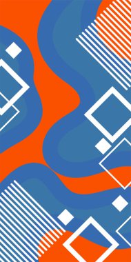 Soyut Vektör Deseninde Kalın Çizgiler ve Sıvı Eğriler. Grafik Mozaik Sanat: Çizgiler, Eğriler ve Şekillendirilmiş Geometrik Süsler. Vektör Soyut Arkaplan Çizgileri, Eğriler ve Dekoratif Mozaik Şekiller. 