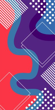 Soyut Vektör Deseninde Kalın Çizgiler ve Sıvı Eğriler. Grafik Mozaik Sanat: Çizgiler, Eğriler ve Şekillendirilmiş Geometrik Süsler. Vektör Soyut Arkaplan Çizgileri, Eğriler ve Dekoratif Mozaik Şekiller. 