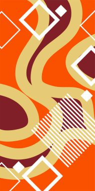 Soyut Vektör Deseninde Kalın Çizgiler ve Sıvı Eğriler. Grafik Mozaik Sanat: Çizgiler, Eğriler ve Şekillendirilmiş Geometrik Süsler. Vektör Soyut Arkaplan Çizgileri, Eğriler ve Dekoratif Mozaik Şekiller. 