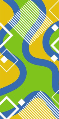 Soyut Vektör Deseninde Kalın Çizgiler ve Sıvı Eğriler. Grafik Mozaik Sanat: Çizgiler, Eğriler ve Şekillendirilmiş Geometrik Süsler. Vektör Soyut Arkaplan Çizgileri, Eğriler ve Dekoratif Mozaik Şekiller. 