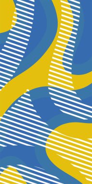 Soyut Vektör Deseninde Kalın Çizgiler ve Sıvı Eğriler. Grafik Mozaik Sanat: Çizgiler, Eğriler ve Şekillendirilmiş Geometrik Süsler. Vektör Soyut Arkaplan Çizgileri, Eğriler ve Dekoratif Mozaik Şekiller. 