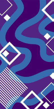 Soyut Vektör Deseninde Kalın Çizgiler ve Sıvı Eğriler. Grafik Mozaik Sanat: Çizgiler, Eğriler ve Şekillendirilmiş Geometrik Süsler. Vektör Soyut Arkaplan Çizgileri, Eğriler ve Dekoratif Mozaik Şekiller. 