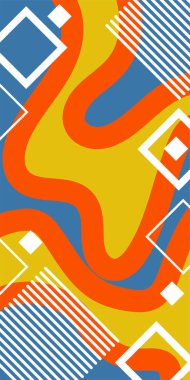 Soyut Vektör Deseninde Kalın Çizgiler ve Sıvı Eğriler. Grafik Mozaik Sanat: Çizgiler, Eğriler ve Şekillendirilmiş Geometrik Süsler. Vektör Soyut Arkaplan Çizgileri, Eğriler ve Dekoratif Mozaik Şekiller. 