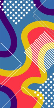 Soyut Vektör Deseninde Kalın Çizgiler ve Sıvı Eğriler. Grafik Mozaik Sanat: Çizgiler, Eğriler ve Şekillendirilmiş Geometrik Süsler. Vektör Soyut Arkaplan Çizgileri, Eğriler ve Dekoratif Mozaik Şekiller. 