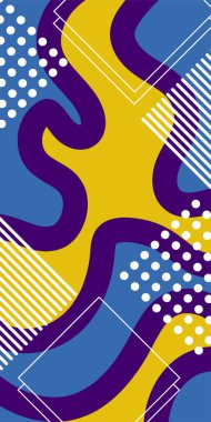 Soyut Vektör Deseninde Kalın Çizgiler ve Sıvı Eğriler. Grafik Mozaik Sanat: Çizgiler, Eğriler ve Şekillendirilmiş Geometrik Süsler. Vektör Soyut Arkaplan Çizgileri, Eğriler ve Dekoratif Mozaik Şekiller. 