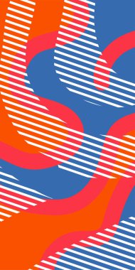 Soyut Vektör Deseninde Kalın Çizgiler ve Sıvı Eğriler. Grafik Mozaik Sanat: Çizgiler, Eğriler ve Şekillendirilmiş Geometrik Süsler. Vektör Soyut Arkaplan Çizgileri, Eğriler ve Dekoratif Mozaik Şekiller. 