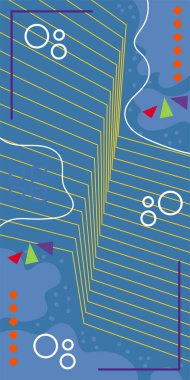 Çizgili ve Eğri Şekilli Soyut Geometrik Arkaplan. Organik Eğriler ve Çizgilerle Zarif Geometrik Arkaplan. Vektör Soyut Arkaplan Çizgileri, Eğriler ve Dekoratif Mozaik Şekiller